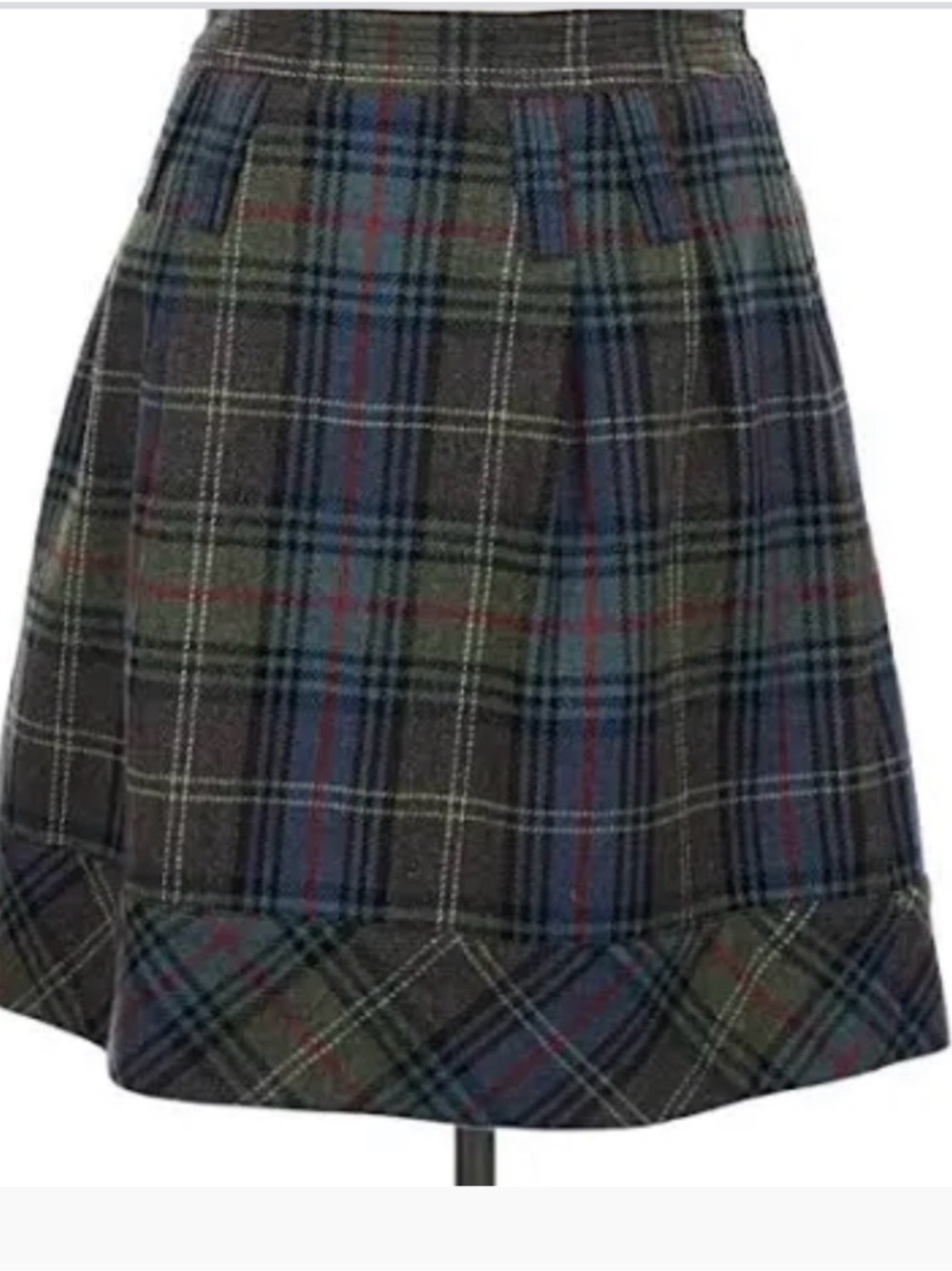 Faconnable Green and Blue Plaid Midi Skirt, excellent condition, size 10